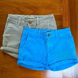 2 pair American Eagle Chino Style Midi Shorts, Size 0